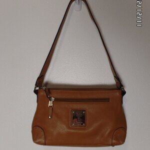 Tignanello Light Brown Leather Shoulder Bag Zip Top Excellent Shape